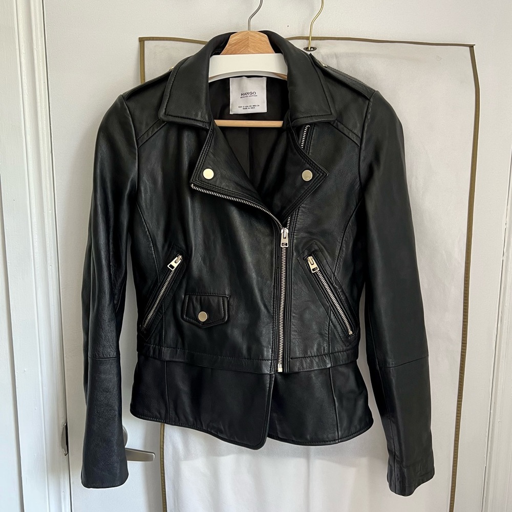 Vintage Mango Genuine Leather Moto Jacket